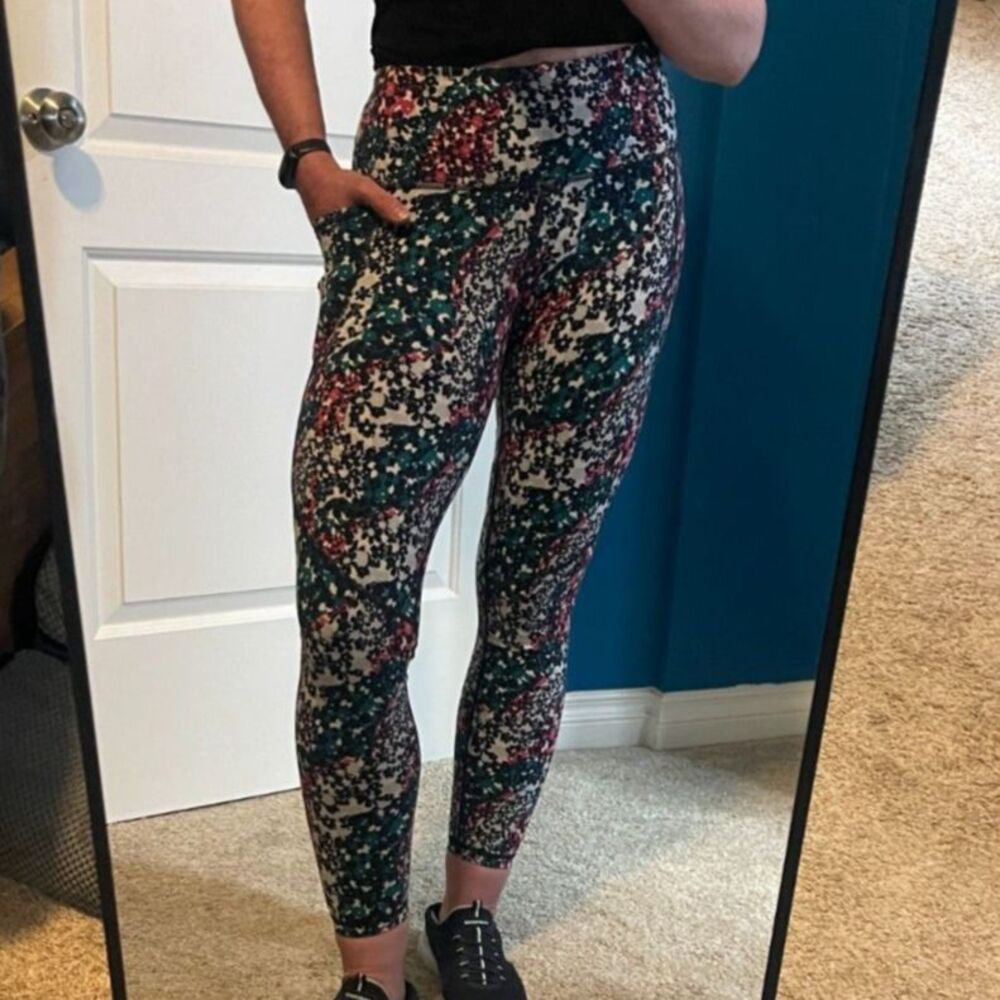 Sweaty Betty 7/8 Power Leggings - Red/pink and Green Flower Print Sz XS